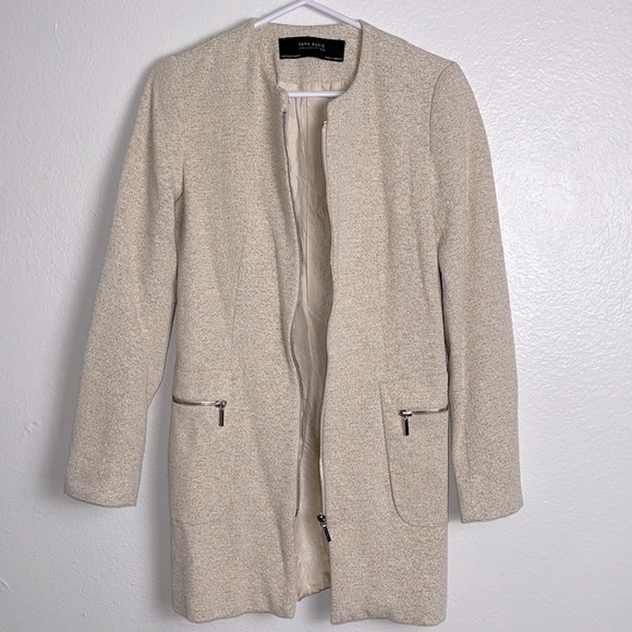 Zara Jackets & Blazers - Zara Basic Collection Zip Jacket Small Beige